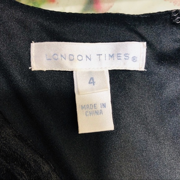 London Times Dress Sz 4 Ruffle Cocktail - Picture 7 of 8